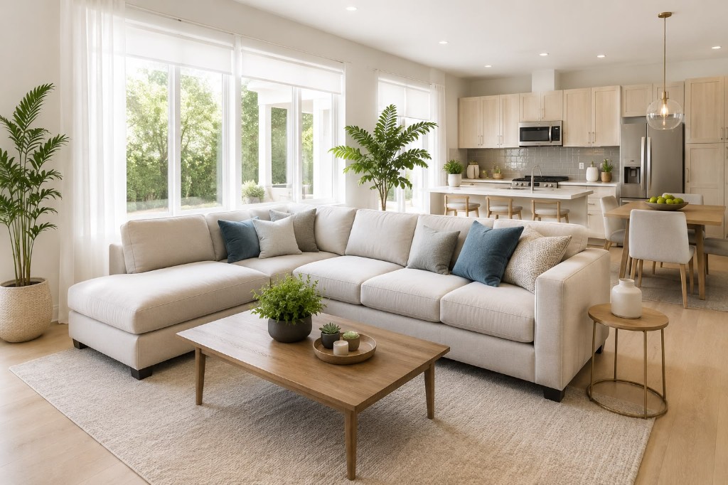 Bright modern living space — clean home comfort